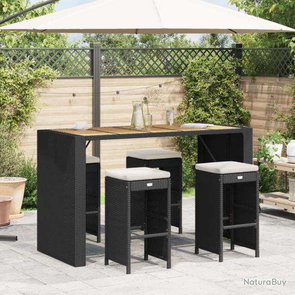 Tabourets de bar de jardin et coussins lot de 4 r�sine tress�e