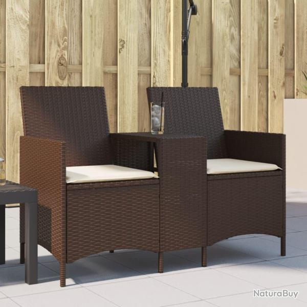 Canap� de jardin 2 places avec table et coussins r�sine tress�e