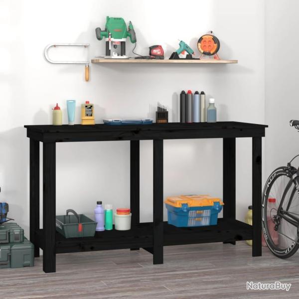 Banc de travail Noir 140x50x80 cm Bois de pin massif