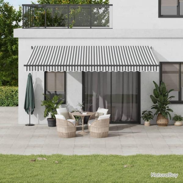 Auvent manuel r�tractable anthracite et blanc 500x300 cm