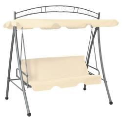 Balancelle convertible d'ext&eacute;rieur avec auvent Blanc sable