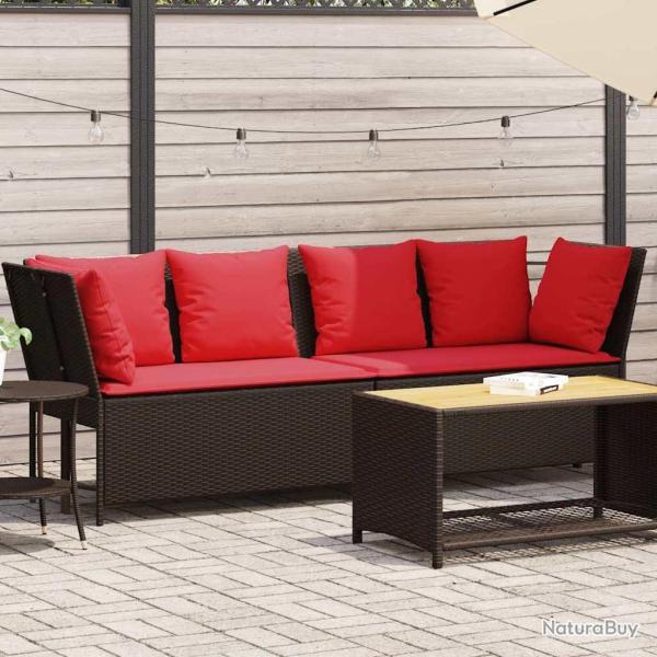 Canap� de jardin avec coussins marron r�sine tress�e