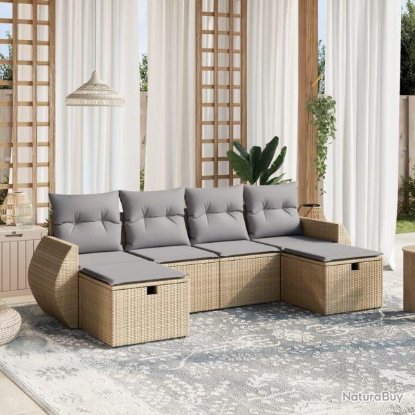 Salon de jardin avec coussins 6pcs m�lange beige r�sine tress�e