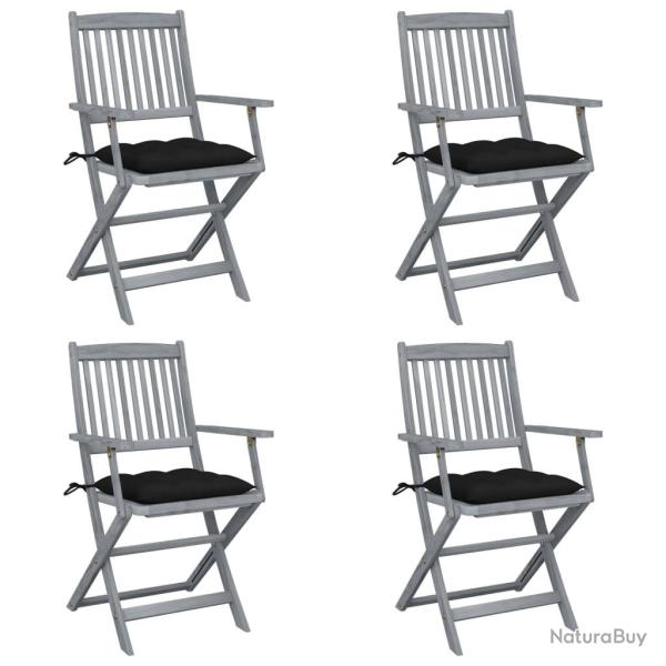 Chaises pliables d'ext�rieur lot de 4 et coussins Bois d'acacia