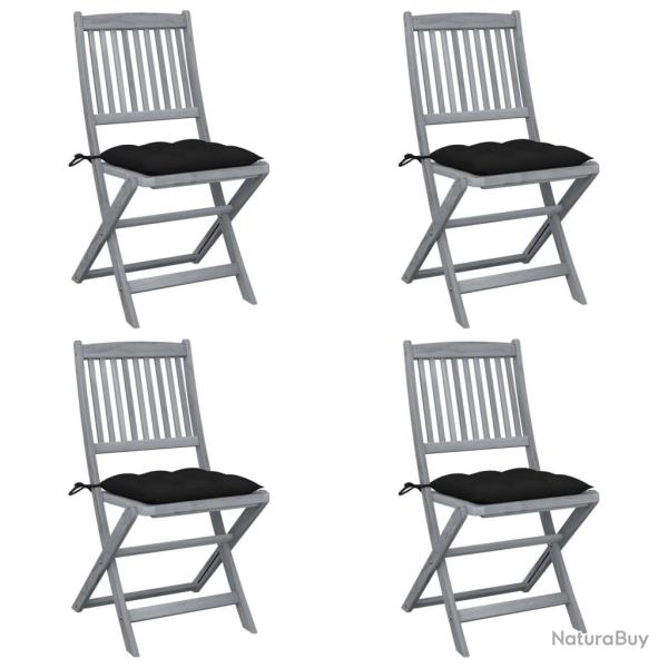 Chaises pliables d'ext�rieur lot de 4 et coussins Bois d'acacia