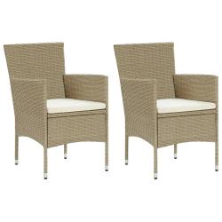 Chaises manger de jardin lot de 2 R&eacute;sine tress&eacute;e Beige