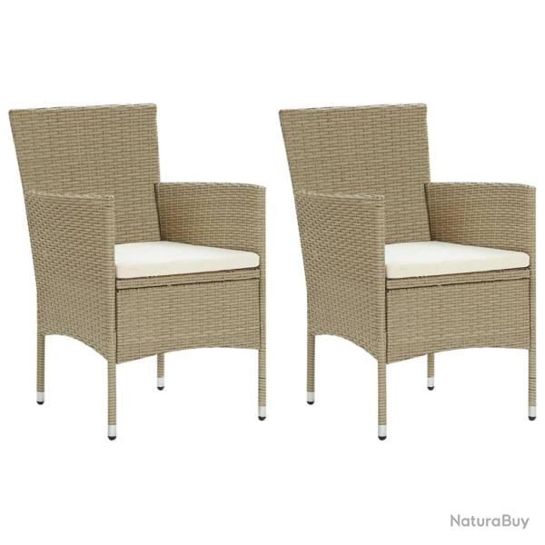 Chaises manger de jardin lot de 2 R�sine tress�e Beige