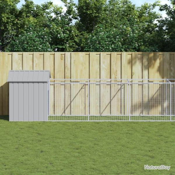 Niche pour chien avec toit gris clair acier galvanis�