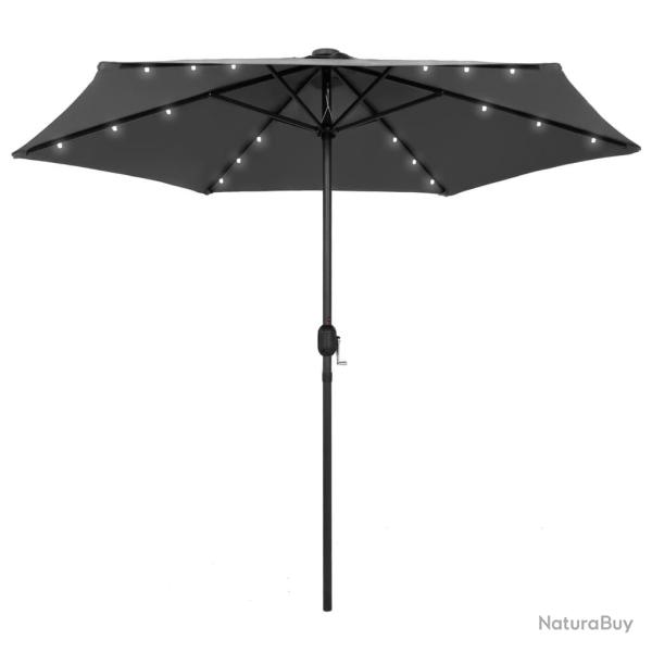 Parasol de jardin et lumi�res LED m�t en aluminium anthracite