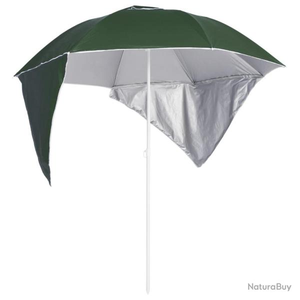 Parasol de plage avec parois latrales vert 215 cm