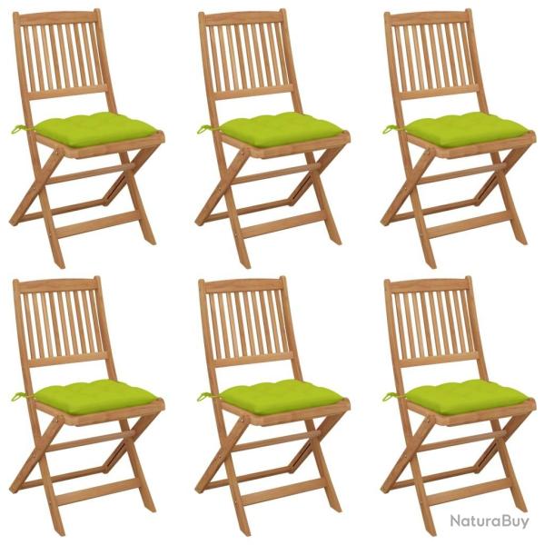 Chaises pliables de jardin lot de 6 avec coussins Bois d'acacia