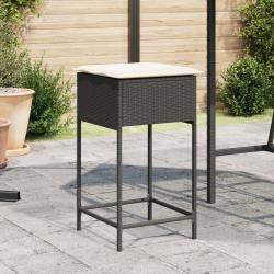 Tabourets de bar jardin coussins lot de 2 noir r&eacute;sine tress&eacute;e