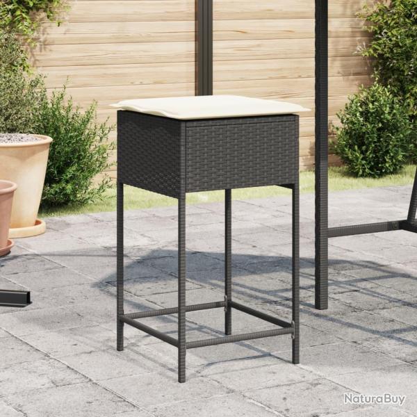 Tabourets de bar jardin coussins lot de 2 noir r�sine tress�e