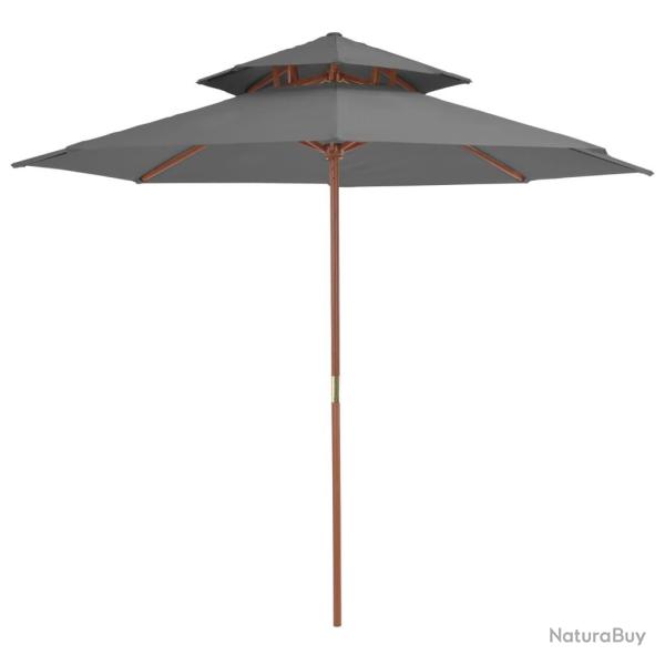 Parasol � deux �tages avec m�t en bois 270 cm anthracite