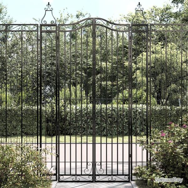 Portail de jardin noir 121x8x200 cm fer forg�