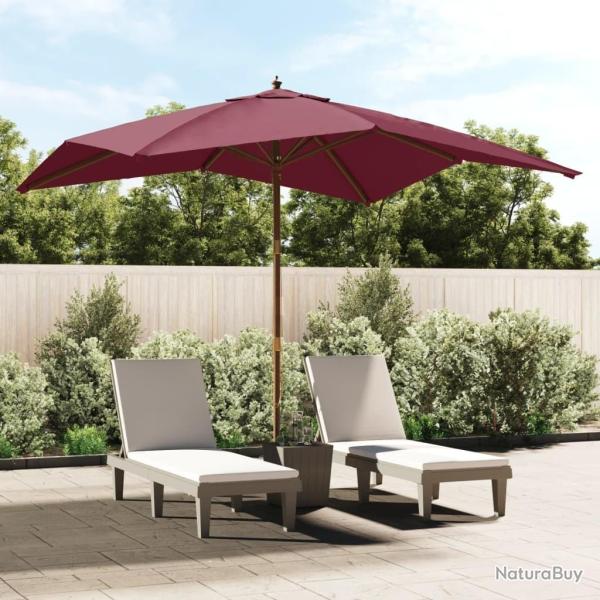 Parasol de jardin avec m�t en bois rouge bordeaux 300x300x273cm