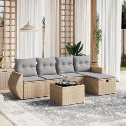 Salon de jardin avec coussins 6pcs m&eacute;lange beige r&eacute;sine tress&eacute;e