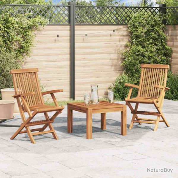 Chaises pliables de jardin lot de 2 Bois de teck solide