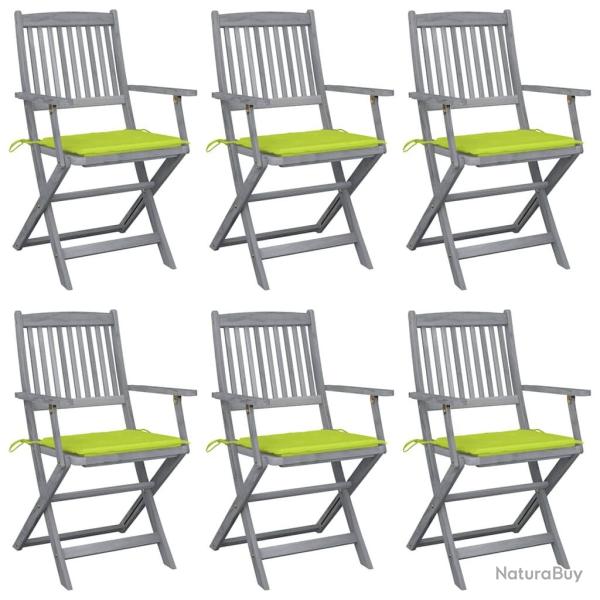 Chaises pliables d'extrieur lot de 6 et coussins Bois d'acacia