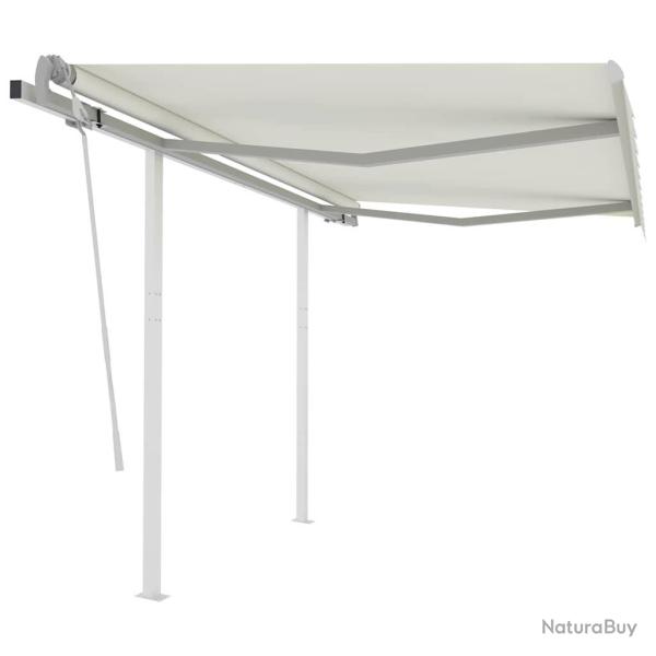 Auvent manuel r�tractable avec poteaux 3x2,5 m Cr�me