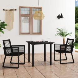 Ensemble &agrave; manger d'ext&eacute;rieur 3 pcs Rotin PVC Noir