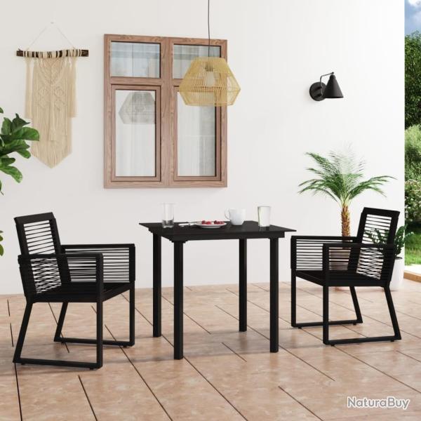 Ensemble � manger d'ext�rieur 3 pcs Rotin PVC Noir