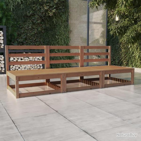 Canap  3 places de jardin Marron miel Bois de pin solide