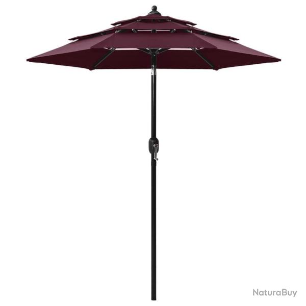 Parasol de jardin  3 niveaux mt en aluminium rouge bordeaux
