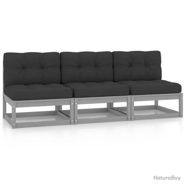 Canap 3 places avec coussins Bois de pin massif