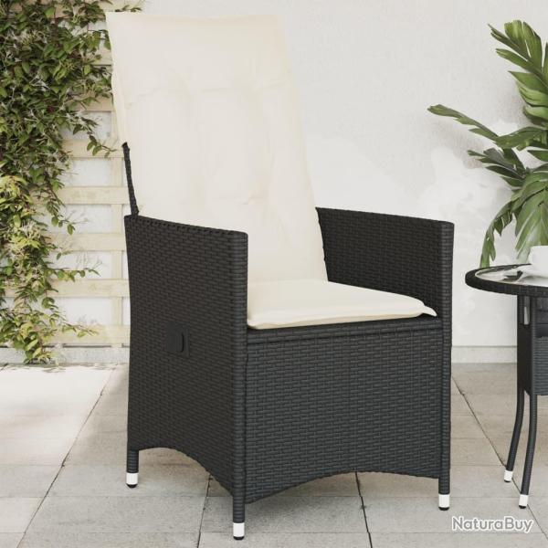 Chaise inclinable de jardin avec coussins noir r�sine tress�e