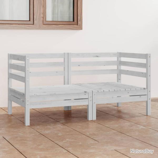 Canap� � 2 places de jardin Blanc Bois de pin solide