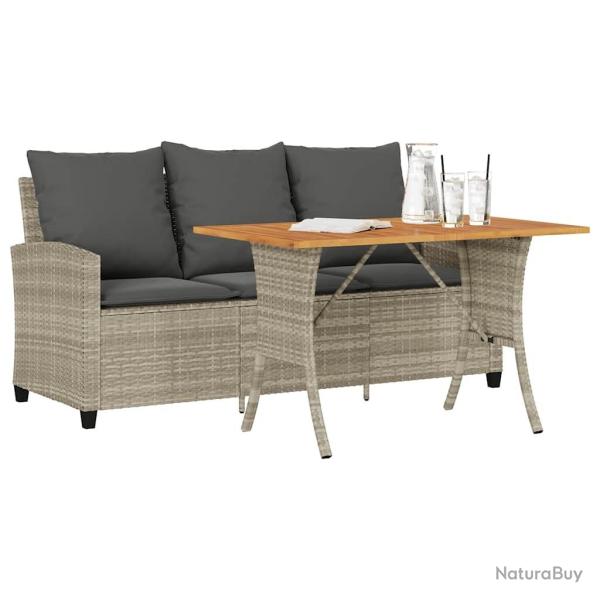 Canap� de jardin 3places coussins et table gris clair polyrotin
