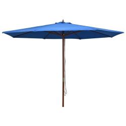 Parasol d'ext&eacute;rieur avec m&acirc;t en bois 350 cm Bleu