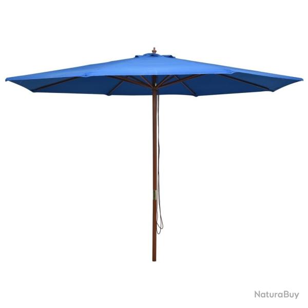Parasol d'ext�rieur avec m�t en bois 350 cm Bleu