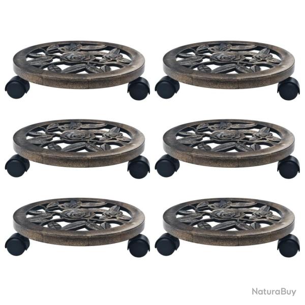 Chariots pour plantes 6 pcs Bronze 30 cm Plastique