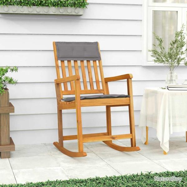 Chaise � bascule avec coussins bois massif d'acacia