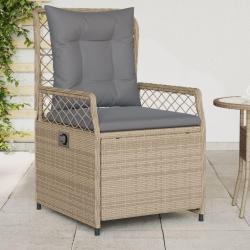 Chaises inclinables de jardin lot de 2 beige r&eacute;sine tress&eacute;e