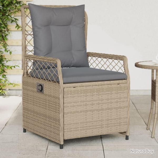 Chaises inclinables de jardin lot de 2 beige r�sine tress�e