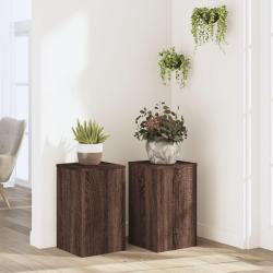 Supports pour plantes 2 pcs ch&ecirc;ne marron bois d'ing&eacute;nierie