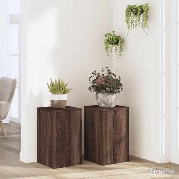 Supports pour plantes 2 pcs ch�ne marron bois d'ing�nierie