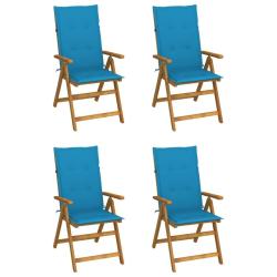 Chaises inclinables de jardin lot de 4 et coussins Bois acacia