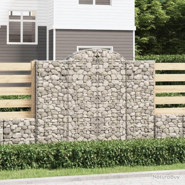 Paniers � gabions arqu�s 2 pcs 200x50x160/180 cm Fer galvanis�