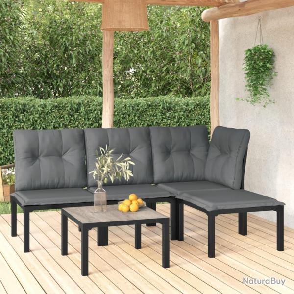 Salon de jardin 5 pcs noir et gris r�sine tress�e