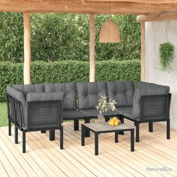 Salon de jardin 7 pcs noir et gris r�sine tress�e