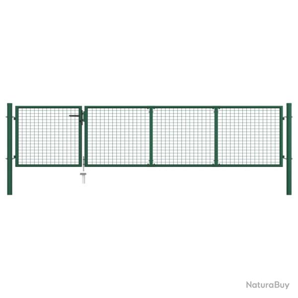 Portail de jardin en acier vert 350 x 75 cm