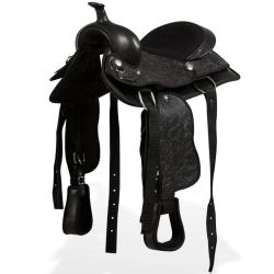 Selle, bridon et col de poitrine Cuir v&eacute;ritable 13 po Noir