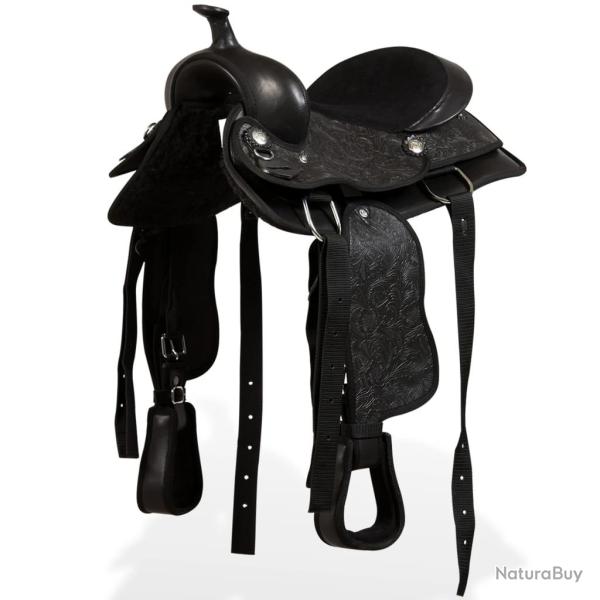 Selle, bridon et col de poitrine Cuir v�ritable 13 po Noir