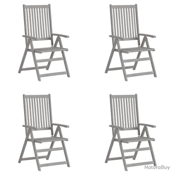 Chaises inclinables de jardin lot de 4 Gris Bois solide acacia