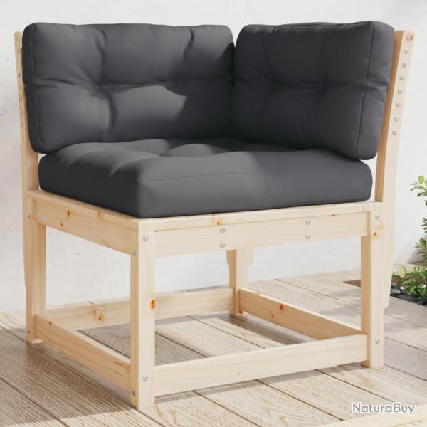 Canap� d'angle de jardin et coussins 73x73x78cm bois pin massif