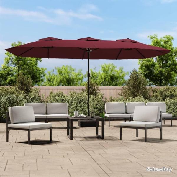 Parasol de jardin  double tte avec LED rouge bordeaux